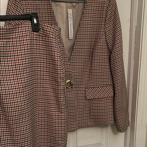 Stylish Houndstooth Blazer and Skirt Set Danilo Size 16 NWT